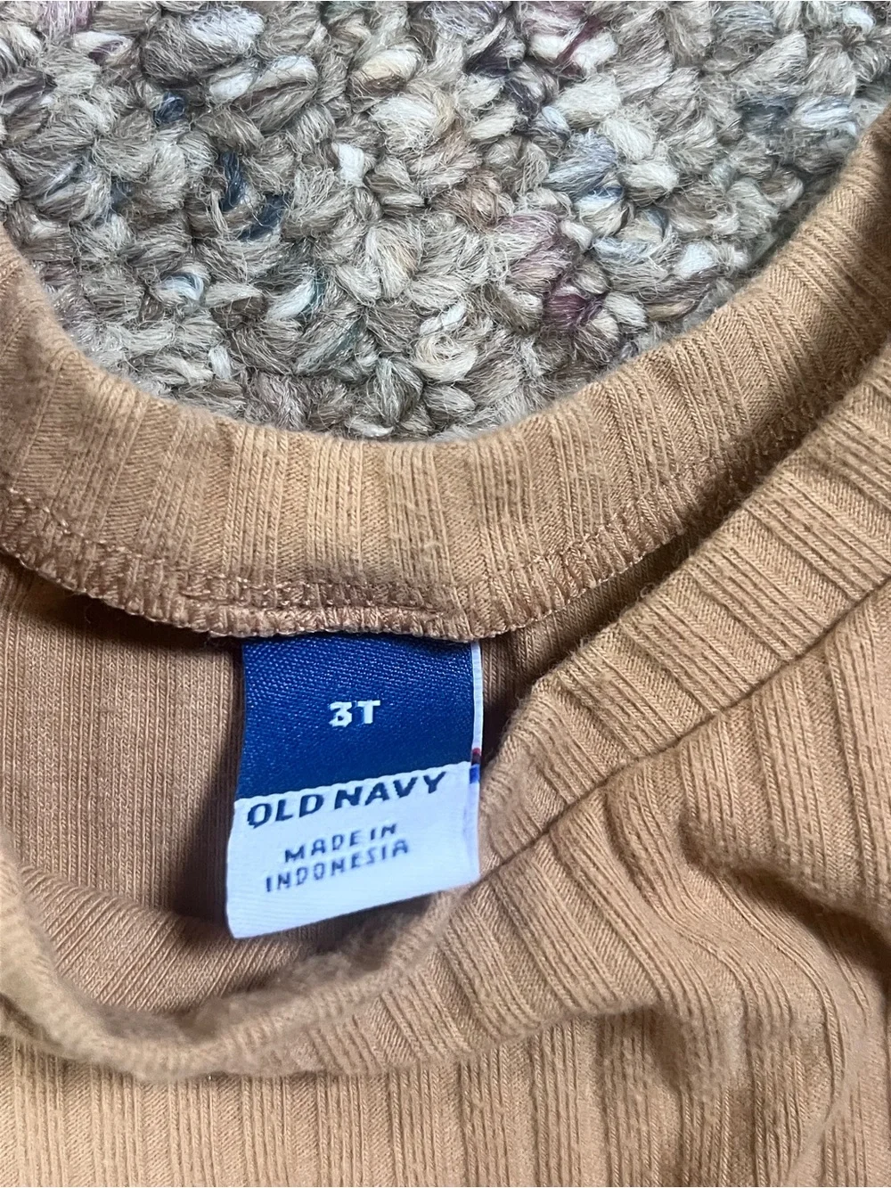 Old Navy Girls' Long Sleeve Ribbed Peplum Top - Brown